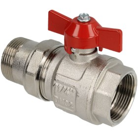 Brass ball valve 11/4" IT/ET with wing handle red,...