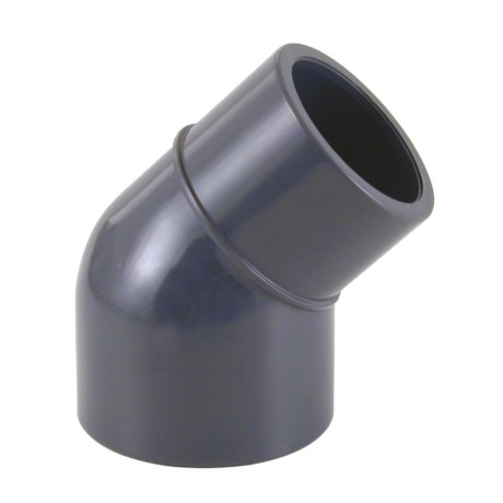 Reducing elbow 45° 50x50-40 mm spigot gluing sleeve grey 16 bar