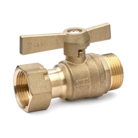 Water meter ball valve 1/2" ET x 3/4" union nut straight