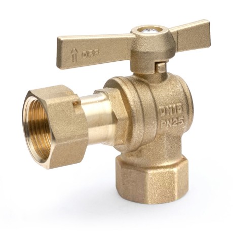 Water meter ball valve 1/2" IT x 3/4" union nut angle