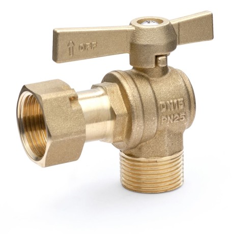 Water meter ball valve 3/4" ET x 3/4" union nut angle