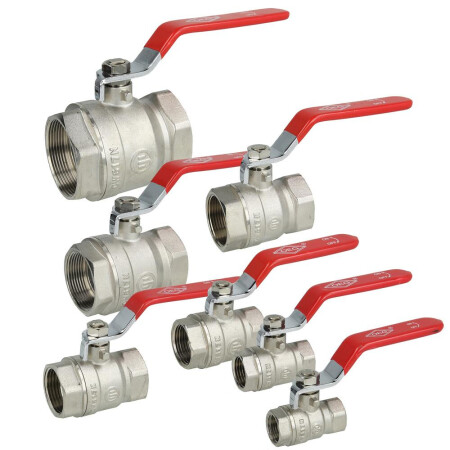 Messing Kugelhahn  f&uuml;r &Ouml;le, Kraftstoffe, Druckluft, Dampf roter Hebel