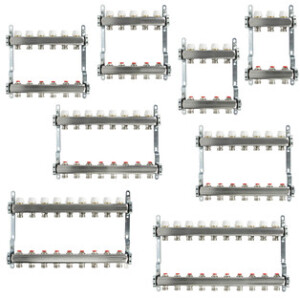 Fu&szlig;bodenheizungsverteiler 1 Zoll Messing vernickelt
