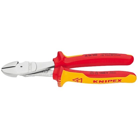 KNIPEX VDE Kraft diagonal cutter 200 mm insulated, chrome-plated head, 7406200