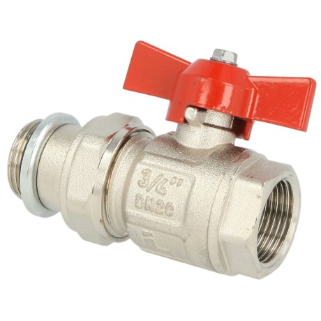 Manifold ball valve 3/4" self-sealing nickel-plated red handle