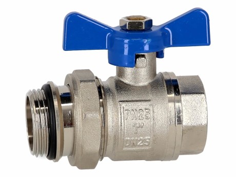 Manifold ball valve 1" self-sealing connection 1" blue handle