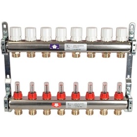 Underfloor heating manifold 8 circuits stainless steel