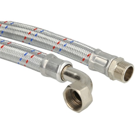 Connecting hose 1,000 mm (DN 19) ¾" ET x ¾" IT (90° elbow) zinc-coated