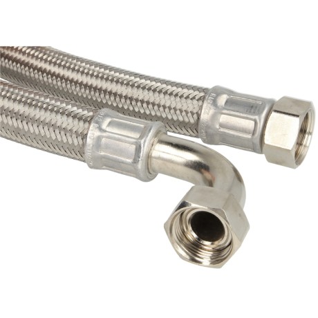 Connecting hose 500 mm (DN 19) ¾" IT x ¾" IT (90° elbow) zinc-coated