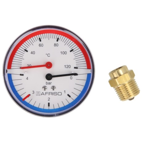 Thermal pressure gauge 0-2.5-4 bar 20-120° C 80 mm axial ½"