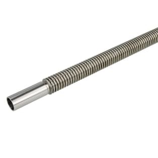 Corrugated stainless steel pipe DN 16 1,,000 mm both ends Ø 18 mm pipe sockets