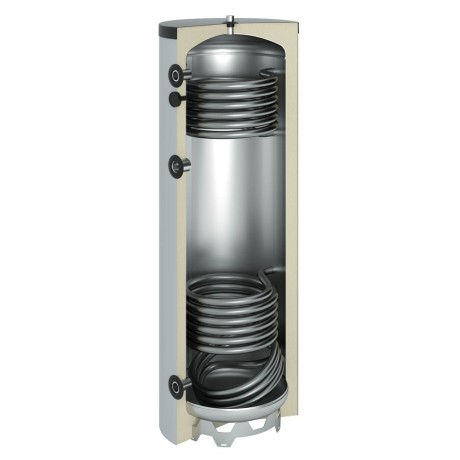 OEG buffer storage tank 300 litres with 2 smooth-pipe heat exchangers