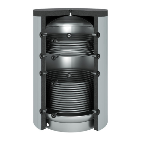 OEG buffer storage tank 3,000 litres with 2 smooth-pipe heat exchangers