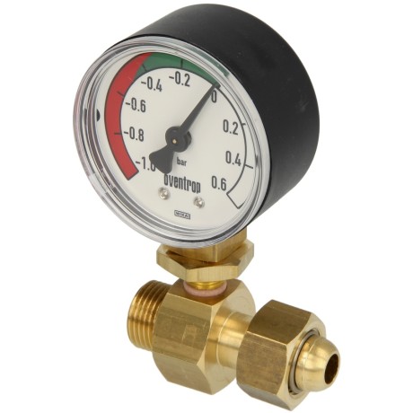Ficon underpressure gauge with lock nut + inner cone for connection t
