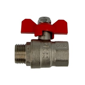 Brass ball valve 1/2" IT/ET with wing handle red, PN...