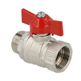 Brass ball valve 3/4" IT/ET with wing handle red, PN...