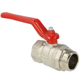 Brass ball valve 1" IT/ET with steel lever red, PN 25