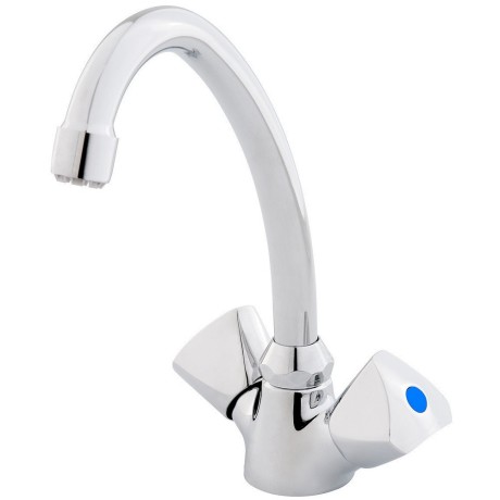 Two-handle washbasin mixer LOW PRESSURE pivoting, chrome-plated brass