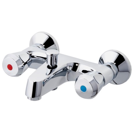 Two handle bath mixer, flat design plastic tap handle, chrome-plated brass