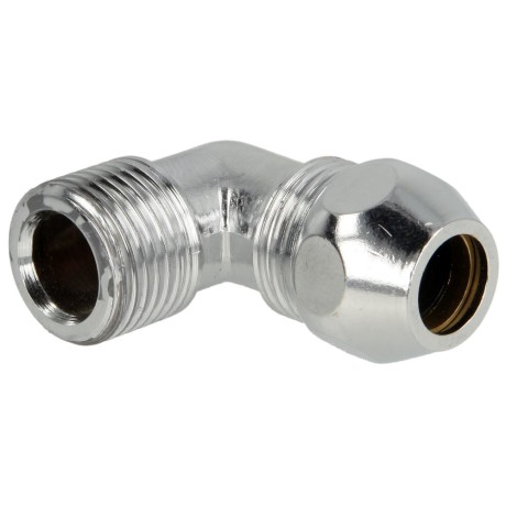 Crimp screw joint - elbow, one sided 1/2 ET x 12 mm, chrome-plated