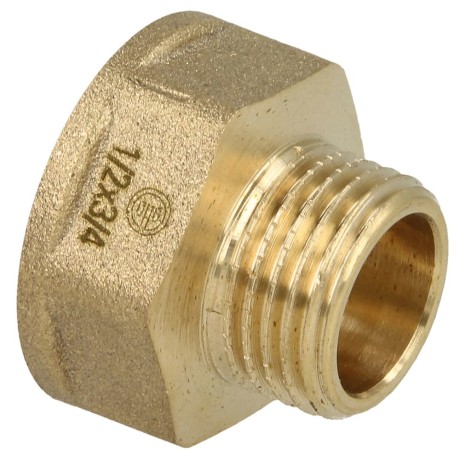 Reducing extension IT/ET 3/4" x 1/2" with hexagon brass bright
