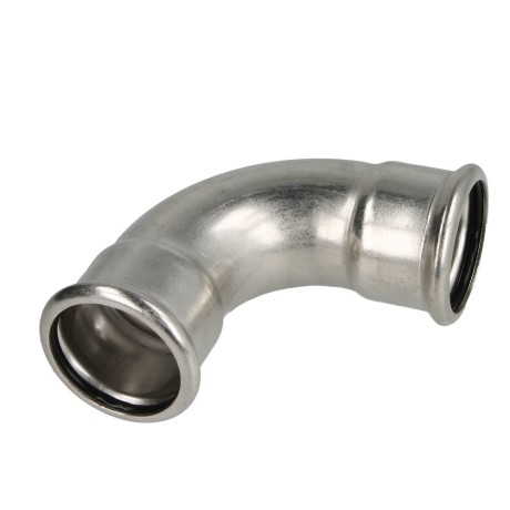 Stainless steel press fitting bend 90° 22 mm F/F with M-contour
