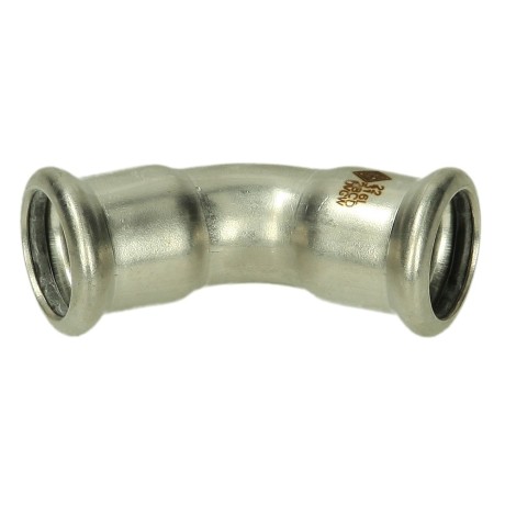 Stainless steel press fitting bend 45° 22 mm F/F with M-contour