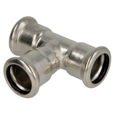 Stainless steel press fitting T-piece 22 mm F/F/F with M-contour