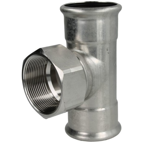 Stainless steel press fitting T-piece outlet 42x1/2"x42 F/IT/F with M-contour