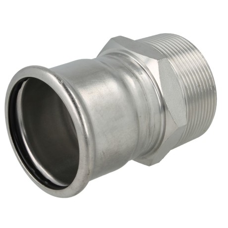 Stainless steel press fitting adapter 15 mm I x 1/2" ET with M-contour