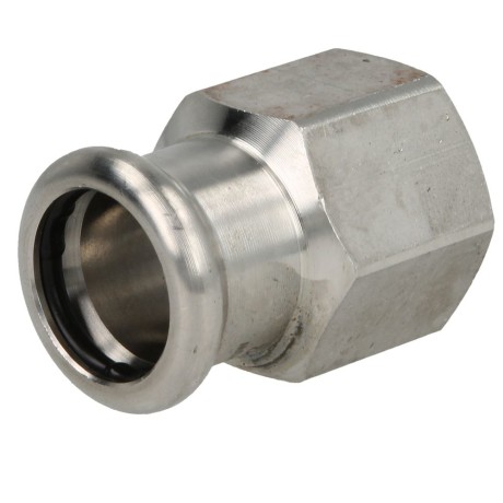 Stainless steel press fitting adapter socket 42 mm I x 11/2" IT with M-contour