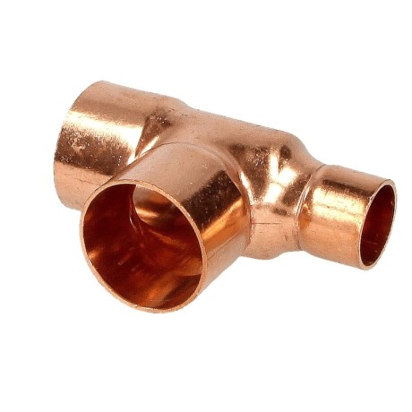 Soldered fitting copper T-piece reduced 16 x 14 x 16 mm