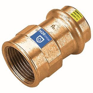 Gas persfitting, brons - verloopsok 22 mm x 3/4" bi/IS (contour V)