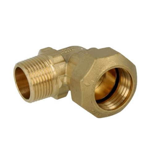Compression fitting for PE pipes with brass ring, elbow union 25 x 3/4" ET