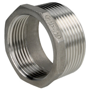Edelstahl-Schraubfitting-Nippel red. 1 1/2 x 1 1/4 AG/IG