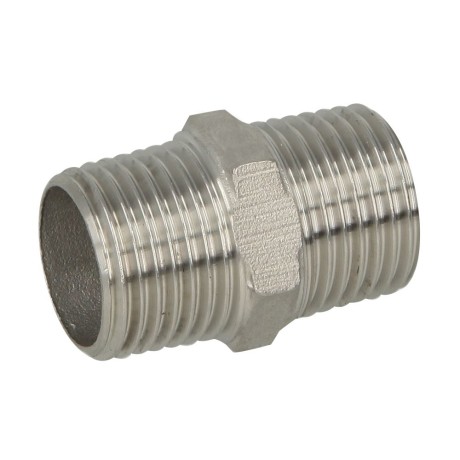 Stainless steel screw fitting double nipple 1" ET/ET octagon