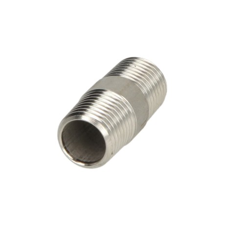 Stainless steel double pipe nipple 100mm 3/8" ET, conical thread