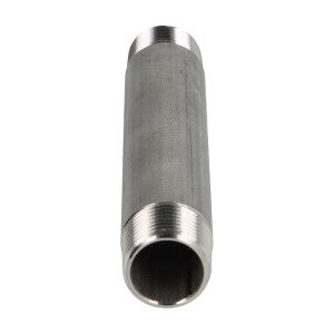 Edelstahl-Rohrdoppelnippel 100 mm 3/8 AG, konisches Gewinde