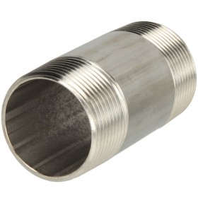 RVS - dubbele buisnippel 100 mm 1/2 US, conisch schroefdraad