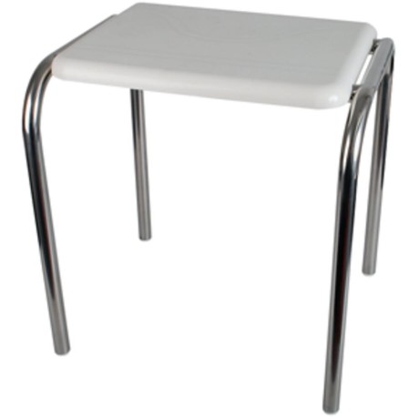Shower stool,stainless steel,500 mm high plastic seat, 120 kg, 415x360mm,polished