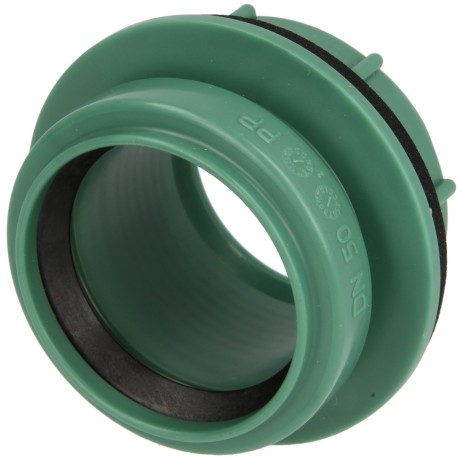 Screw-fit socket DN 50, green for cleaning lid, bore Ø 59 mm