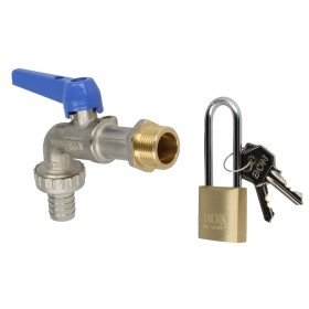 Ball valve 3/4", blue handle, nickel-plated brass,...