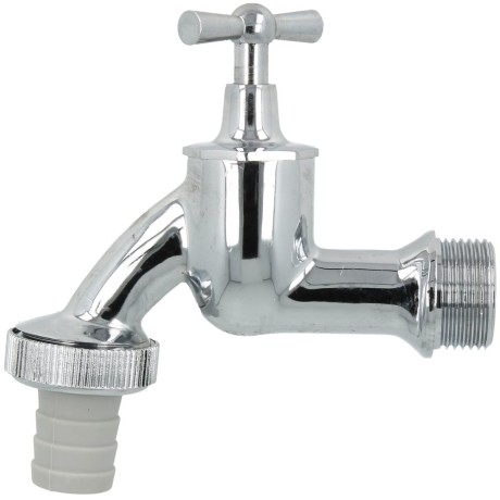 Draw-off tap 3/4" polished chrome with hose screw connection