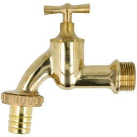 Draw-off tap 1/2" brass shiny with hose screw...
