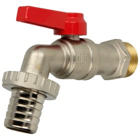 Ball tap valve 1" nickel-plated brass, with hose con.