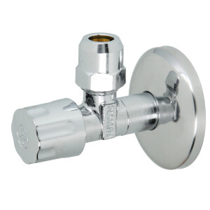 Eckventil 3/8 Zoll x 10 mm mit Rosette PA-gepr&uuml;ft