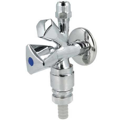 Combination angle valve 1/2" PA-tested with backflow preventer and pipe aerator
