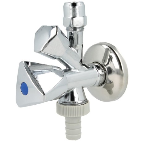 Combination angle valve 1/2" polished with hose screw connection PA-tested