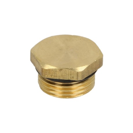 Drain plug with O-ring, 3/8" brass, for valves as of 2"