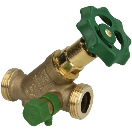 Free-flow valve DN 20, with drain 1" ET x 1" ET non-rising stem